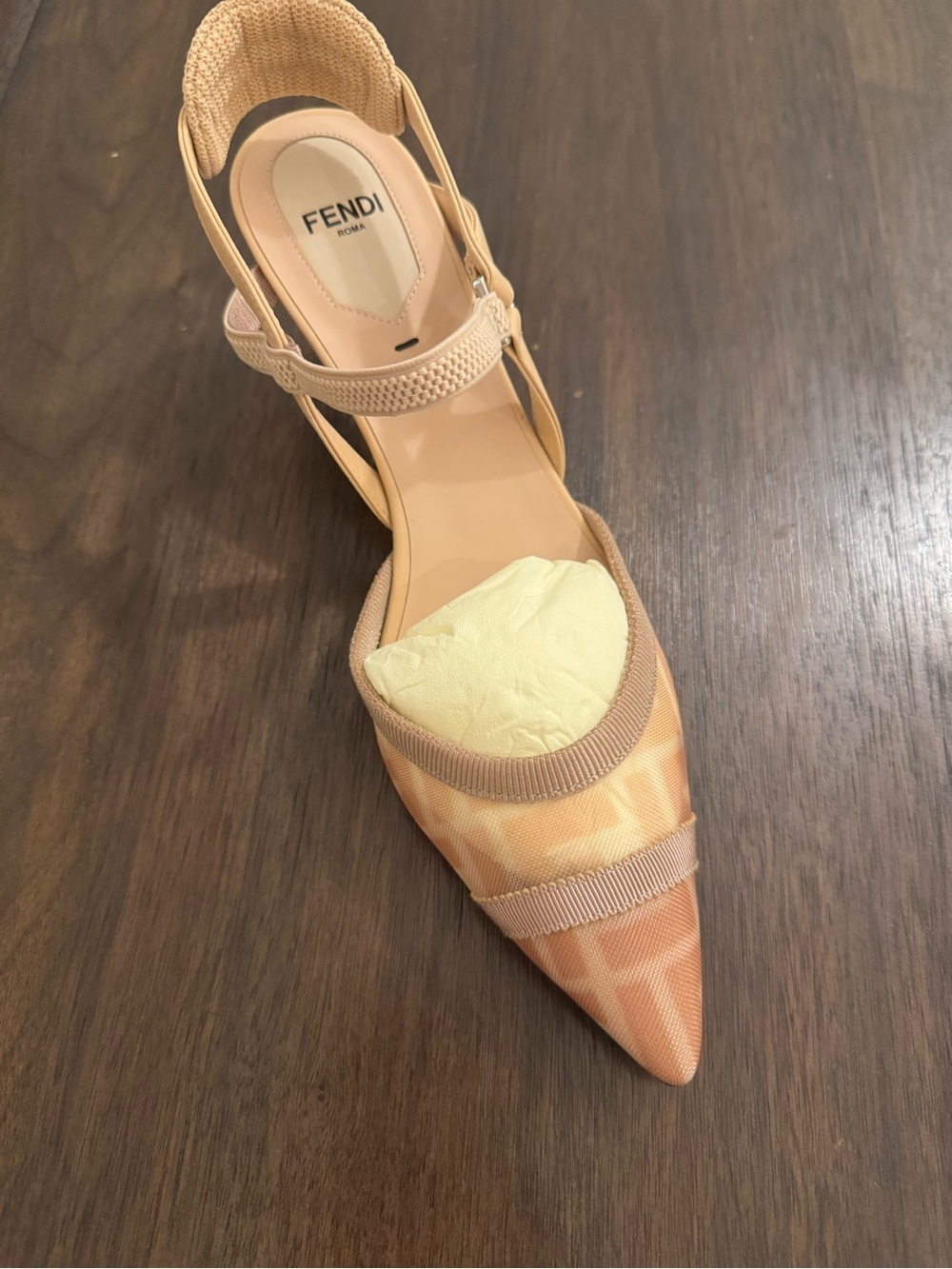 Fendi Peach-Tone Pointed Slingback Heel